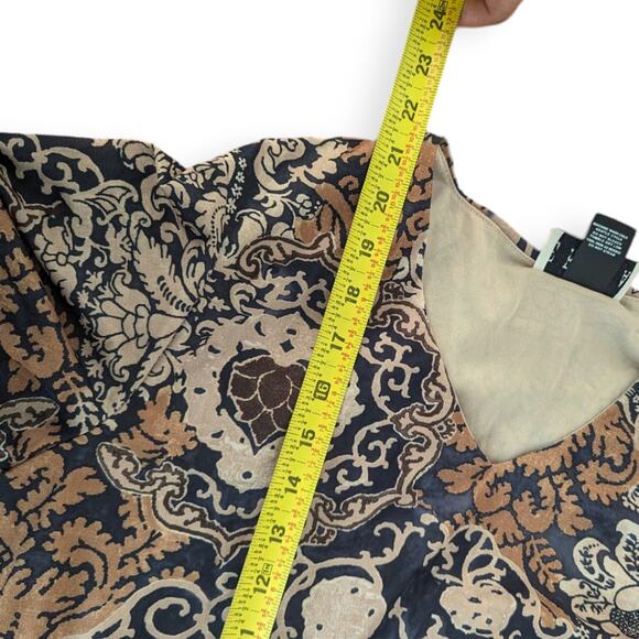 90's Stretch Mesh V-Neck Top ~ Eclectic Victorian Scrollwork Collage - Picture 7 of 8